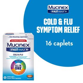 Mucinex All in One Fast Max, Cold and Flu Medicine, 16 Liquid Gels