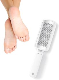 White 2 Sided Foot File 10.7" x 2.7" with Additional Corns Scraper; 3 in 1 Professional Pedicure Foot File Callus Remover for Feet Made from 304 Quali