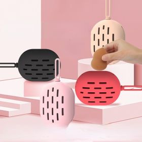 1 Pack Beauty Egg Silicone Storage Bag Dryer Cosmetics Makeup Loofah Puff Rack Storage Box Shelf Storage Tool (Color: Red)