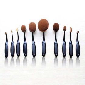 Beauty Experts Set of 10 Oval Beauty Brushes (Colors: GOLD)